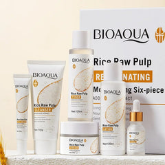 6pcs/set BIOAQUA Rice Raw Pulp Skin Care Sets Cream face