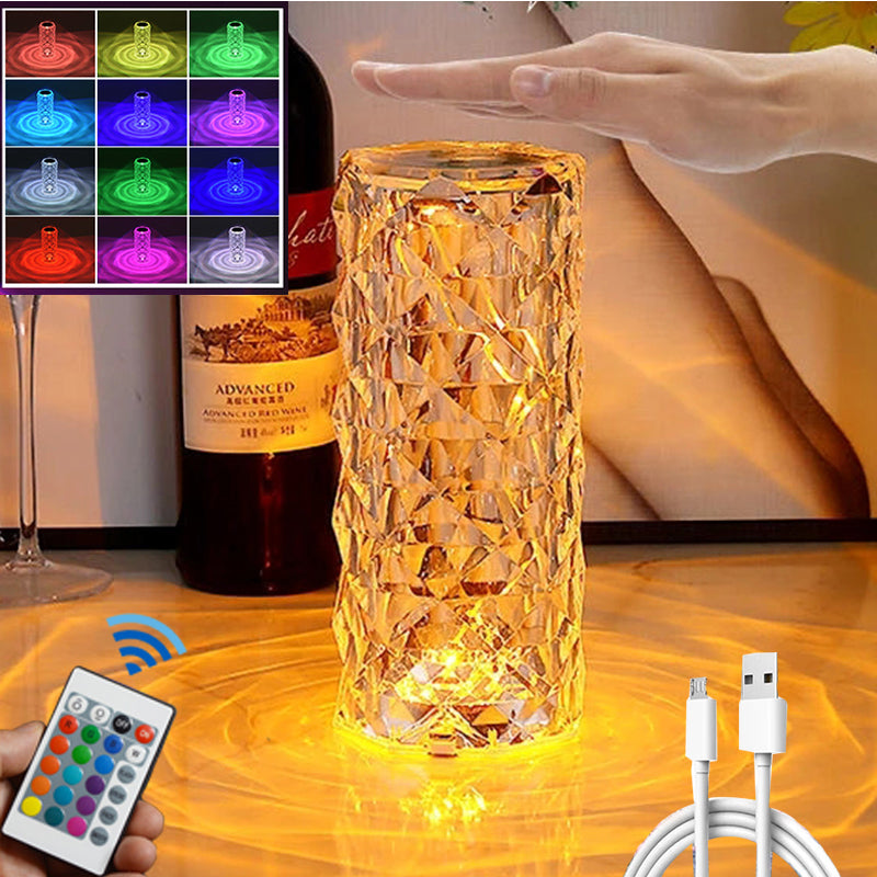LED Crystal Table Desk Lamp, Modern Bedside Table Lamp, for Living Room Bedroom Dining Room Kitchen