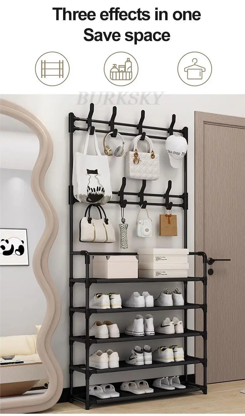 Multi-Layer Shoe Rack Coat Rack Storage